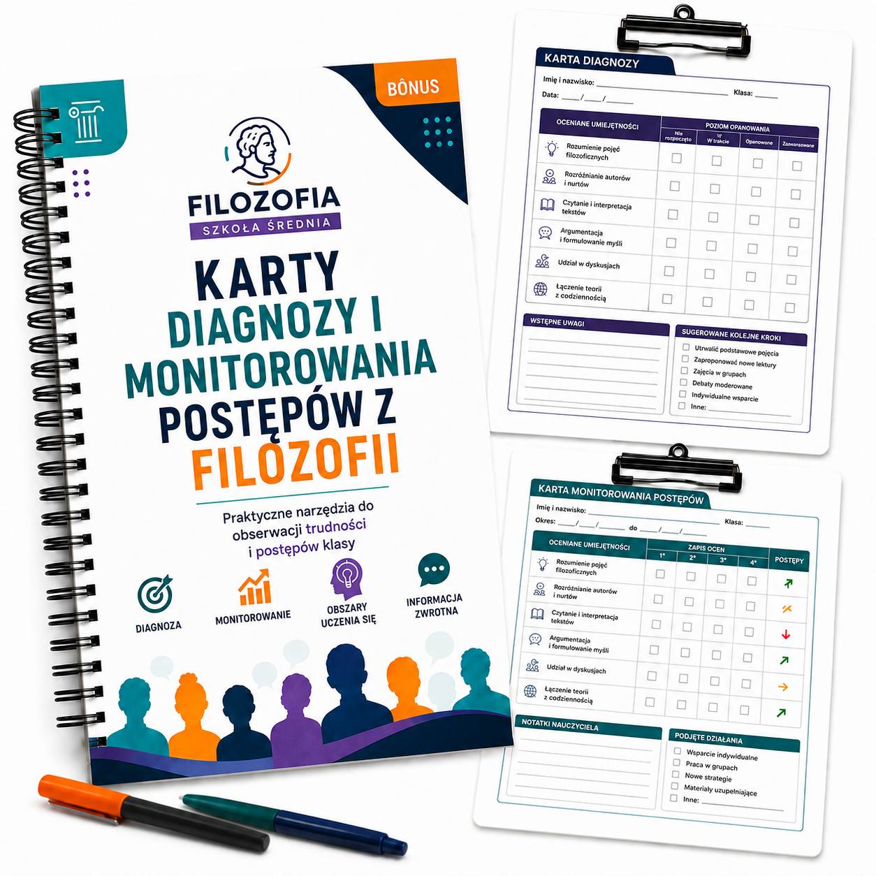 Okładka: KARTY DIAGNOSTYCZNE I MONITORUJĄCE Z FILOZOFII