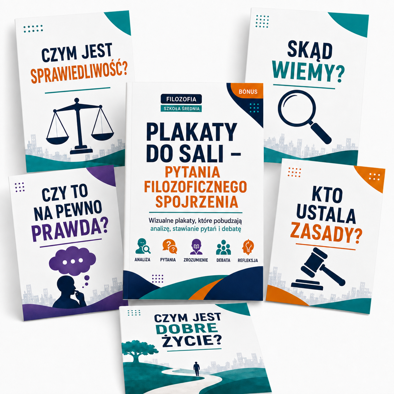 Okładka: PLAKATY DO SALI — PYTANIA FILOZOFICZNEGO SPOJRZENIA